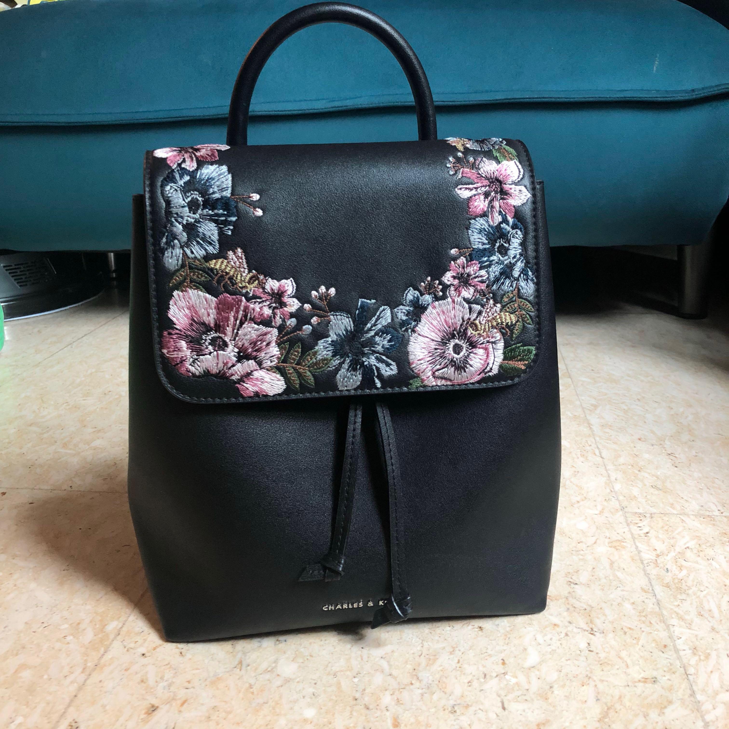 Charles and keith floral backpack new arrivals