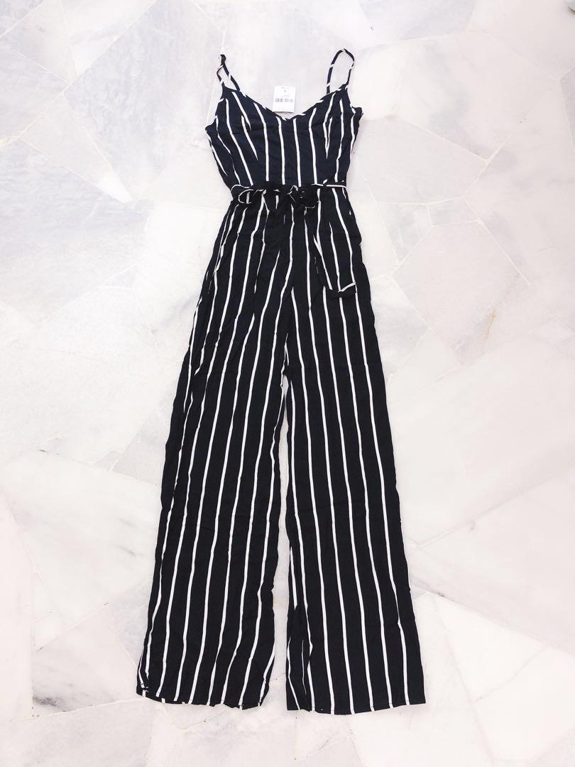 Black and white striped jumpsuit forever 21 top