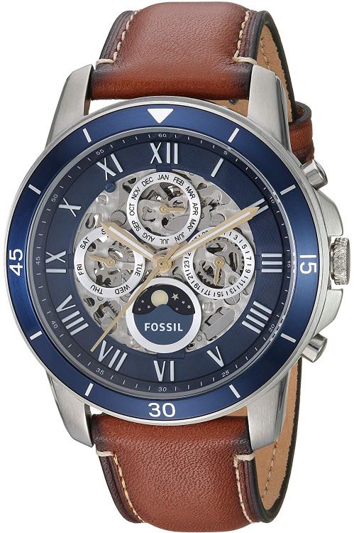 FOSSIL GRANT SPORT AUTOMATIC LUGGAGE LEATHER WATCH ME3140