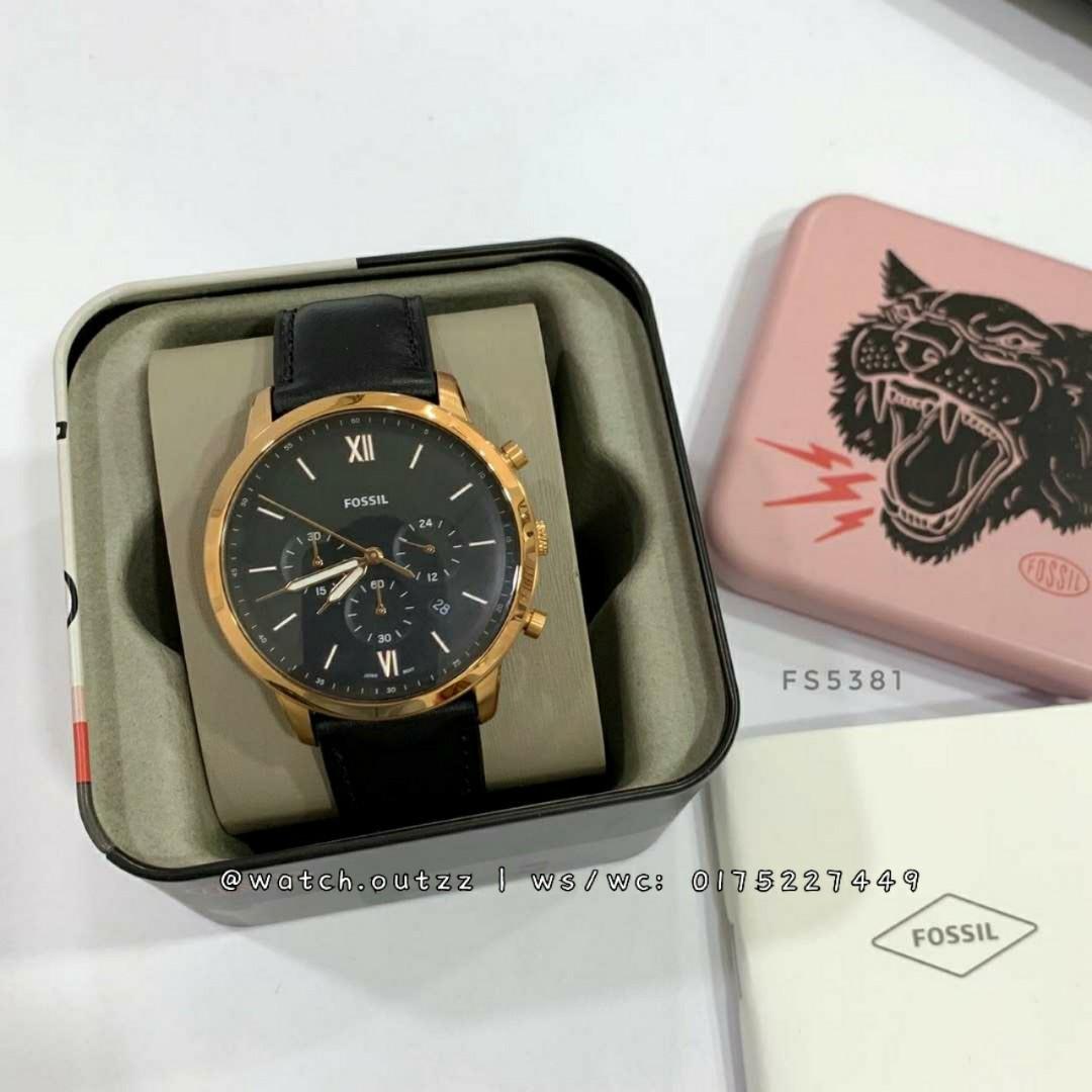 Fossil neutra chronograph sales black leather watch