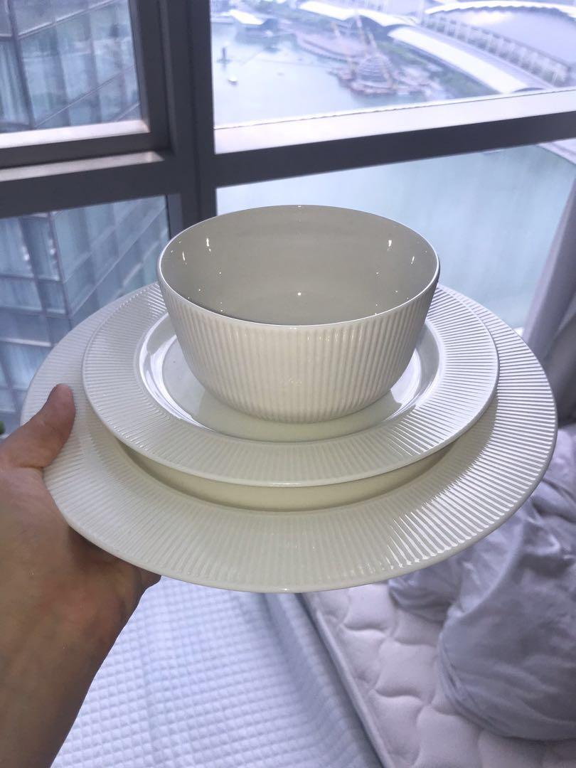 Ikea Ofantligt Dinner Plate Side Plate Bowl Set White Home Appliances Kitchenware On Carousell