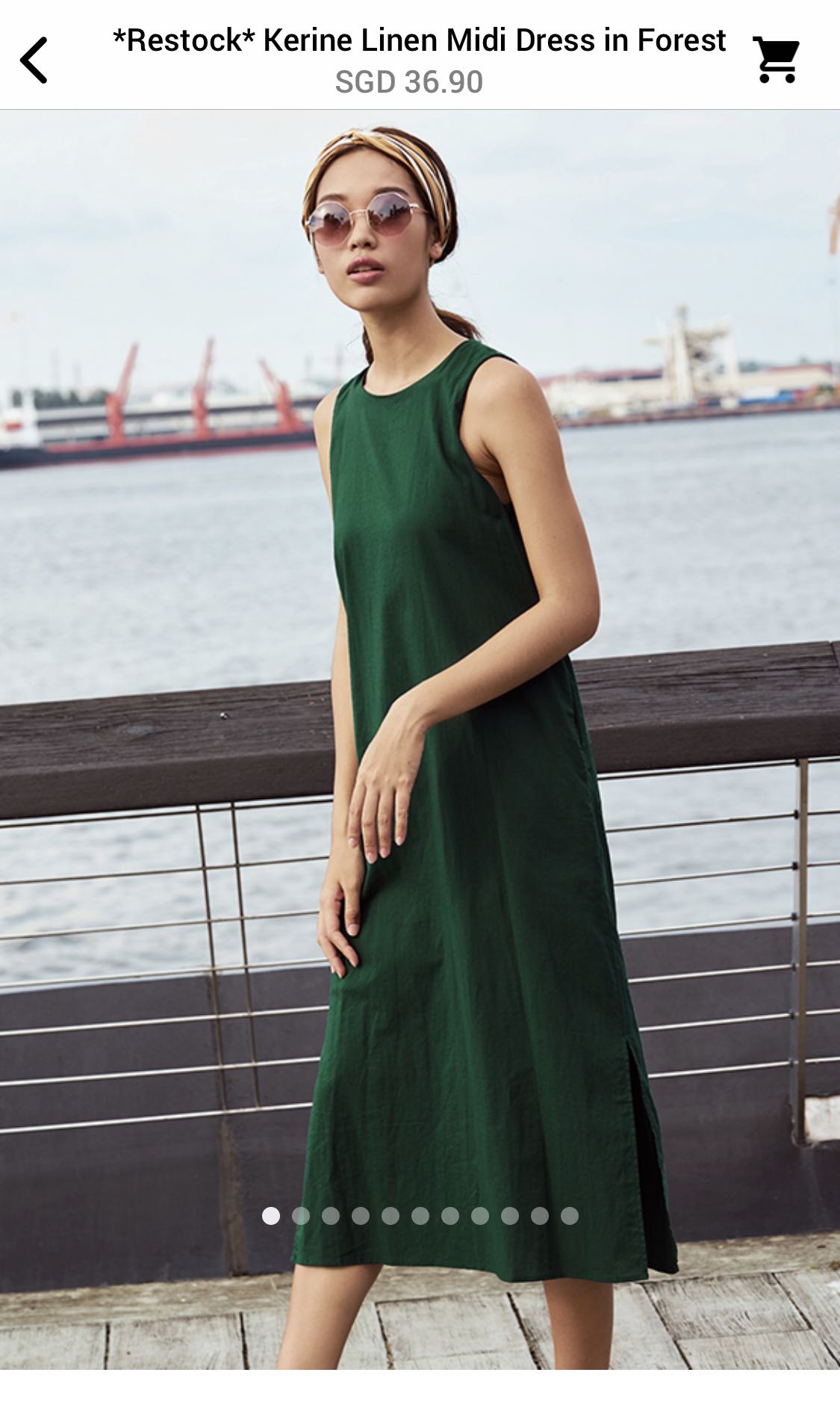 Forest green shop linen dress
