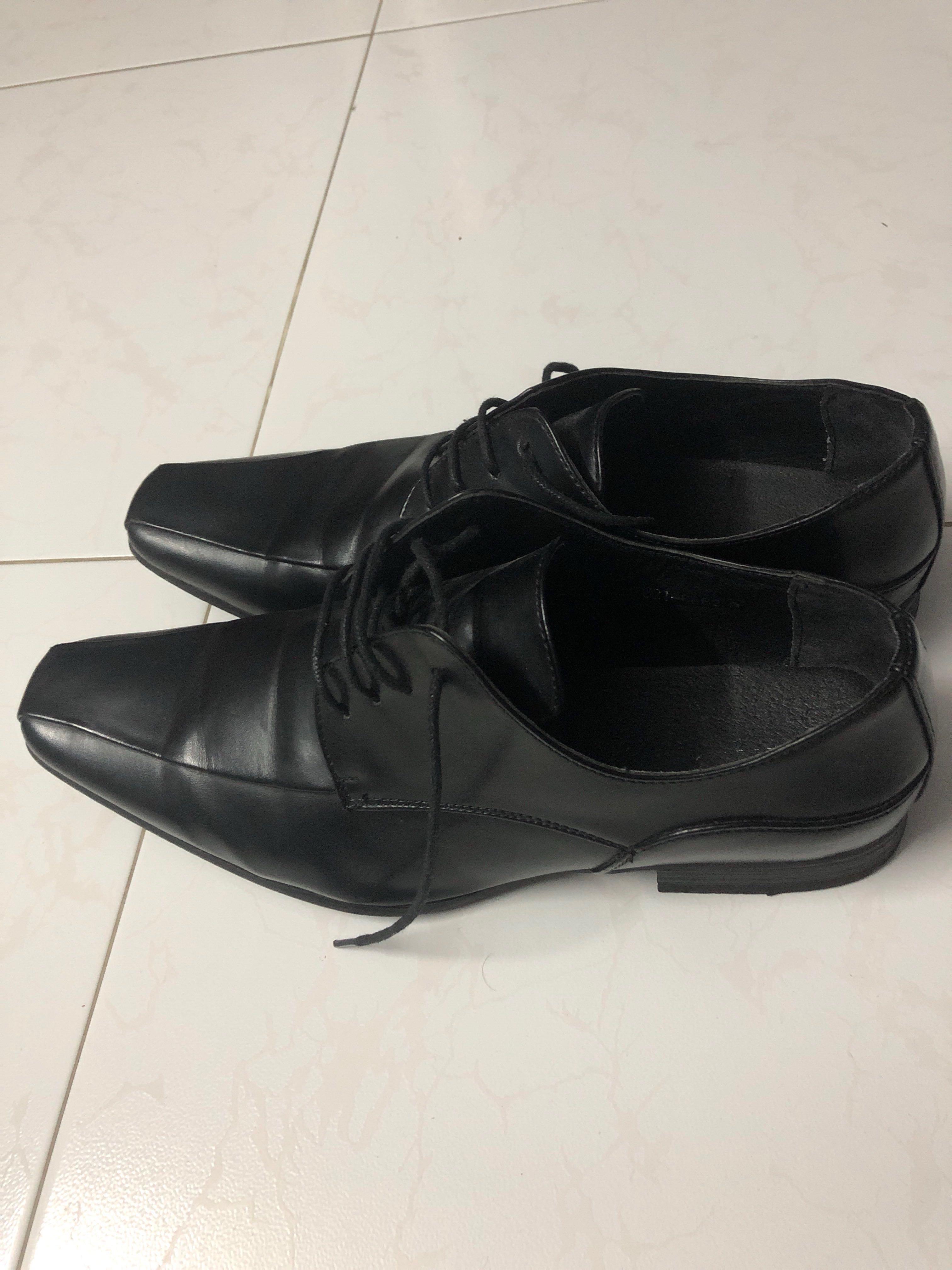 bata black formal shoes