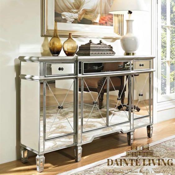 Mirrored Luxe Greek Diva Hallway Console Sideboard Buffet Cabinet Furniture Shelves Drawers On Carousell
