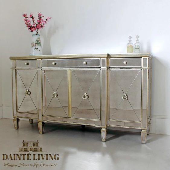 Mirrored Luxe Greek Diva Hallway Console Sideboard Buffet Cabinet Furniture Shelves Drawers On Carousell