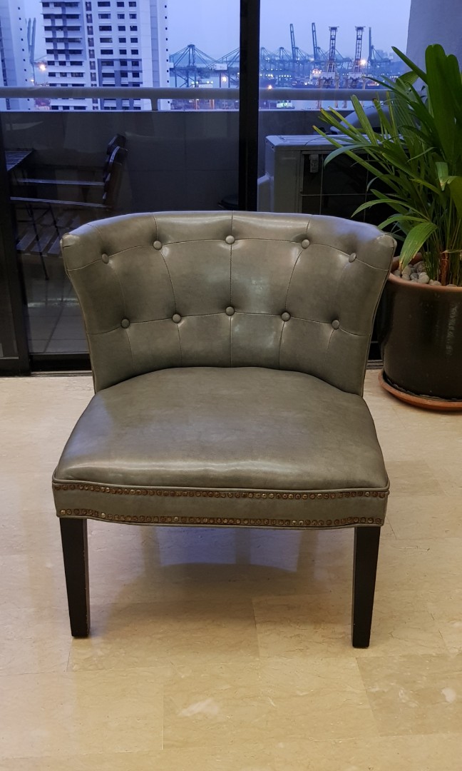 Moving Out Sale Oversized Leather Gray Chair W Studs 120 Furniture Tables Chairs On Carousell