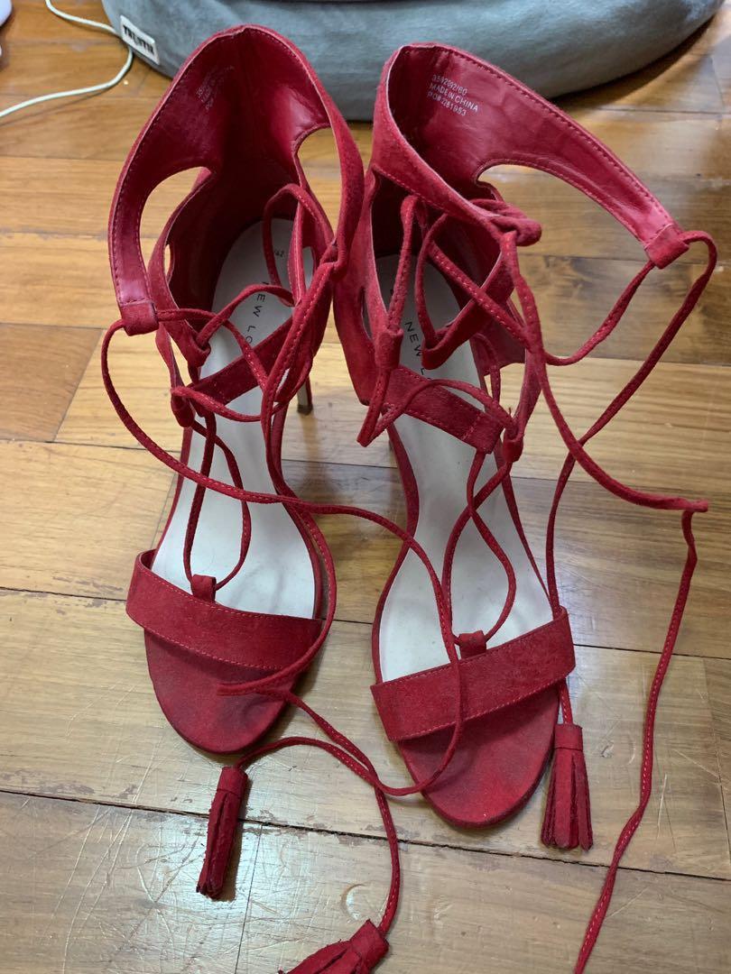 Red block hotsell heels new look