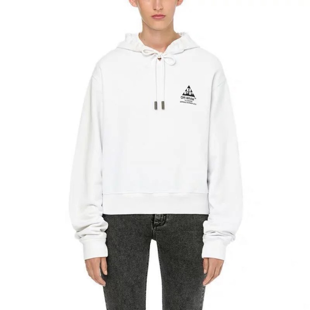 off white cotton flower hoodie
