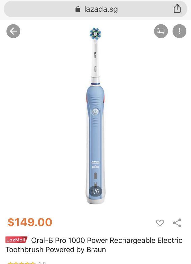 Oral B Pro 1000 Rechargeable Toothbrush Electronics Others On Carousell