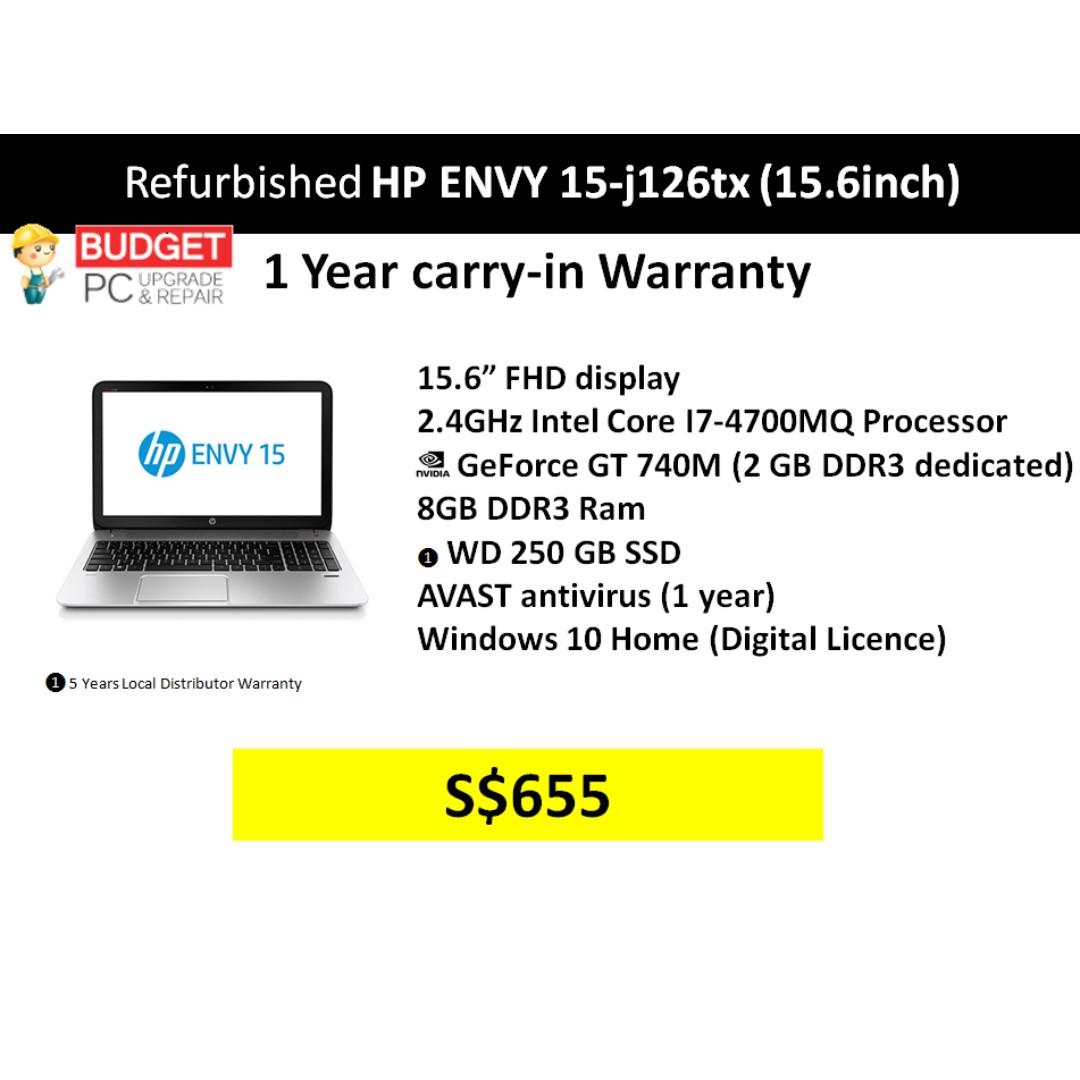 Refurbished Hp 15 J126tx Laptop I7 4700mq 8gb 250gb Ssd Nvidia Gt 740m Windows 10 Home 1 Year Carry In Warranty Electronics Computers Laptops On Carousell