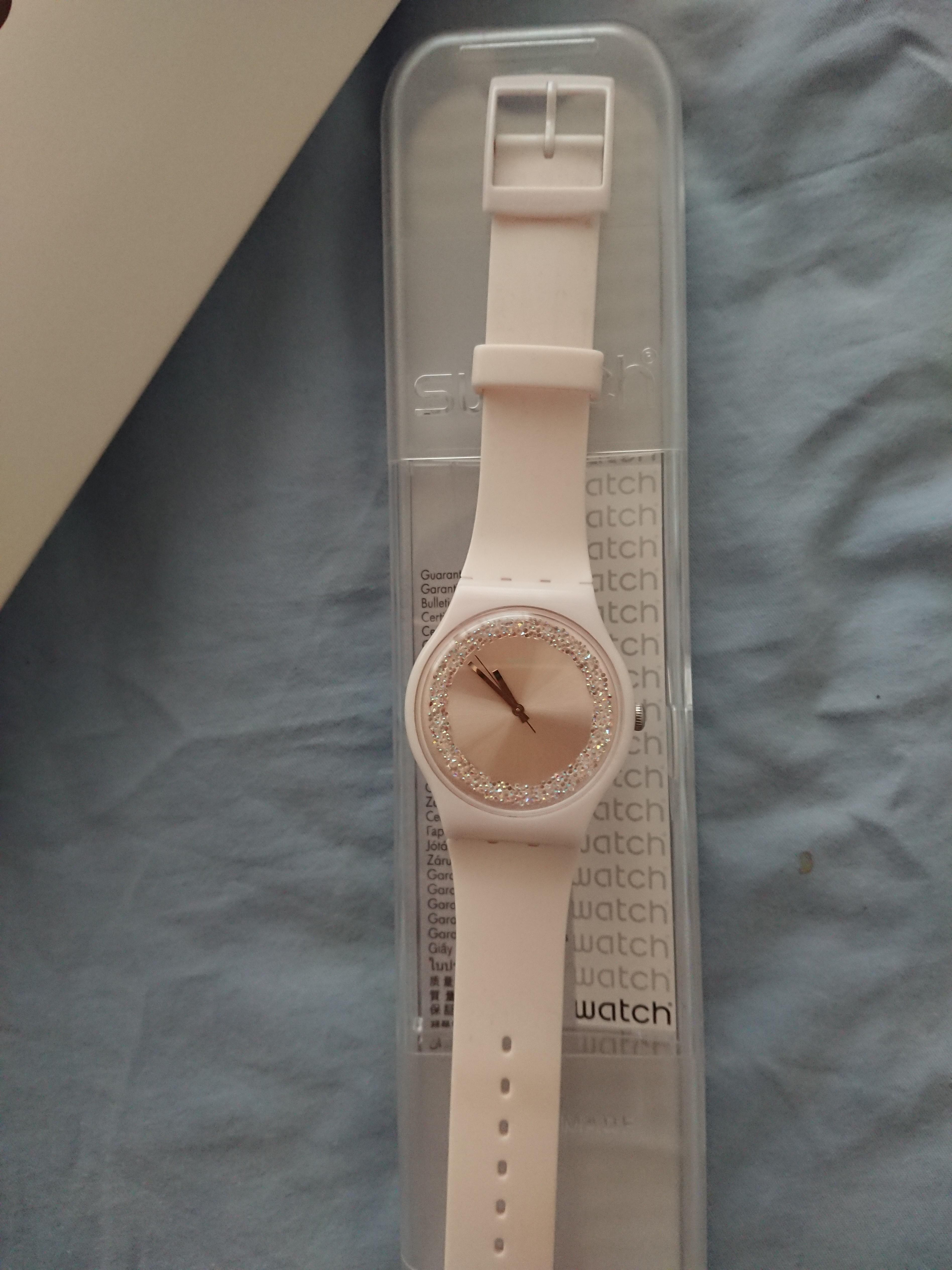 Pink sparkles swatch watch store