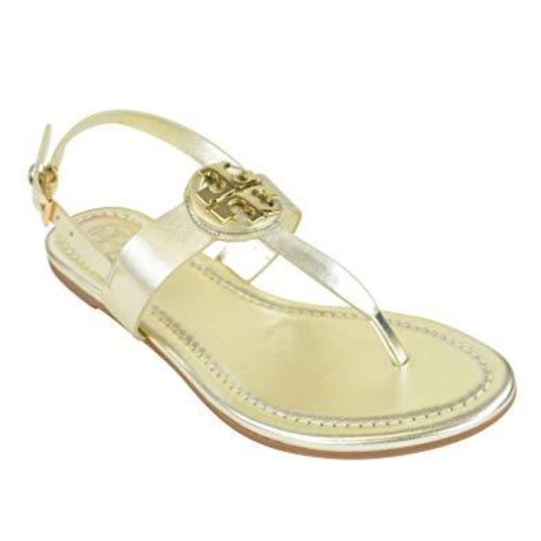 Tory Burch Bryce Flat Thong Sandal Spark Gold Women S Fashion