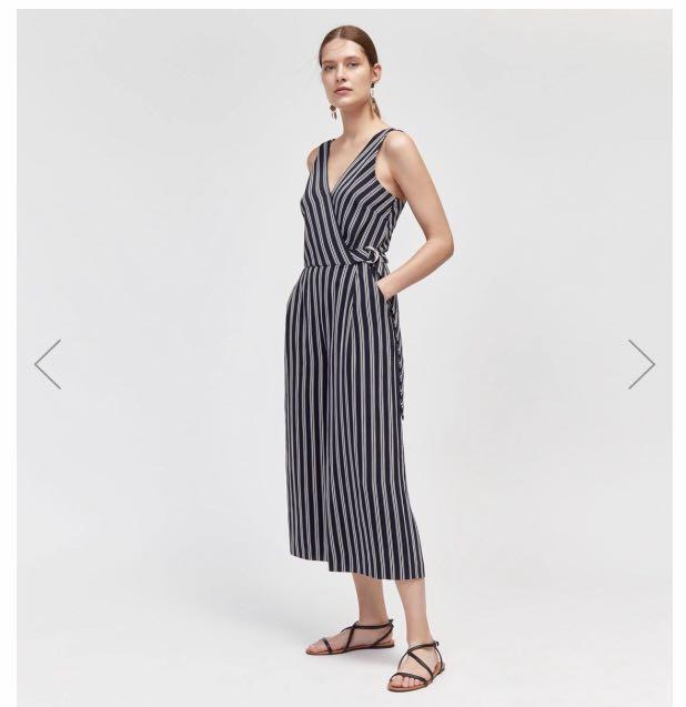 warehouse gathered neck jumpsuit