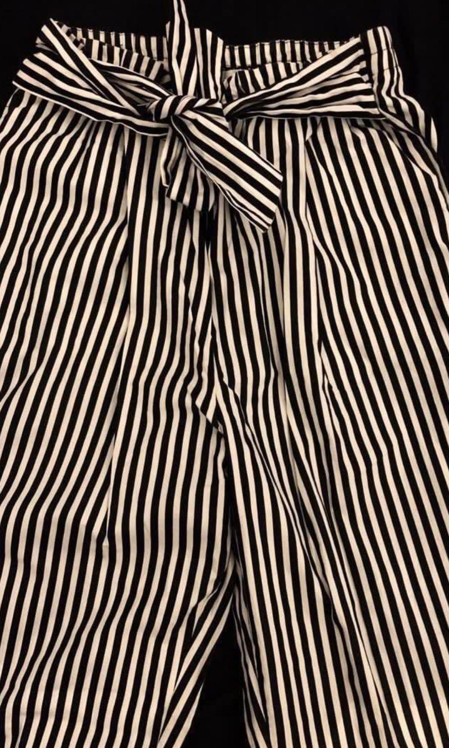 zara black and white striped pants