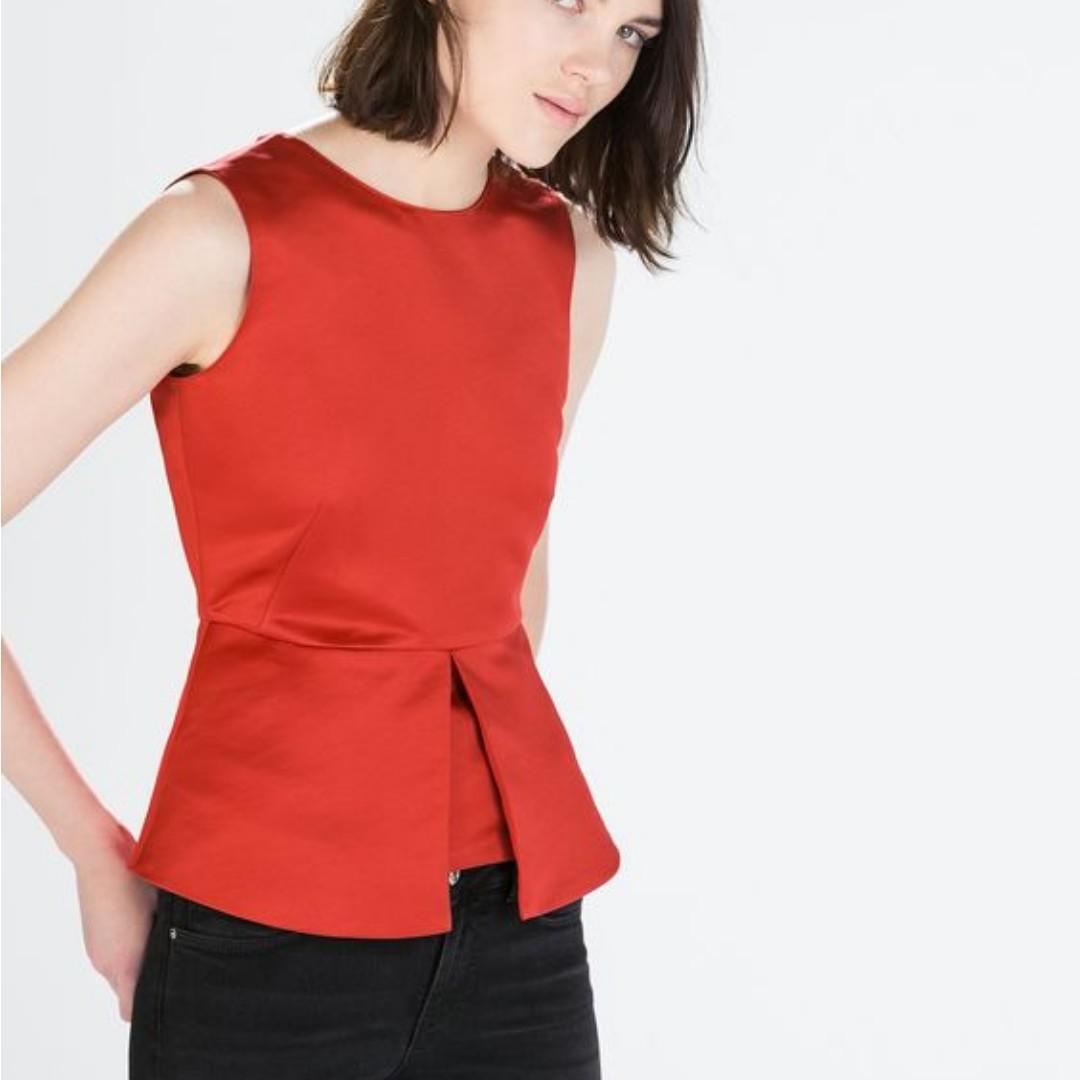 red satin top zara