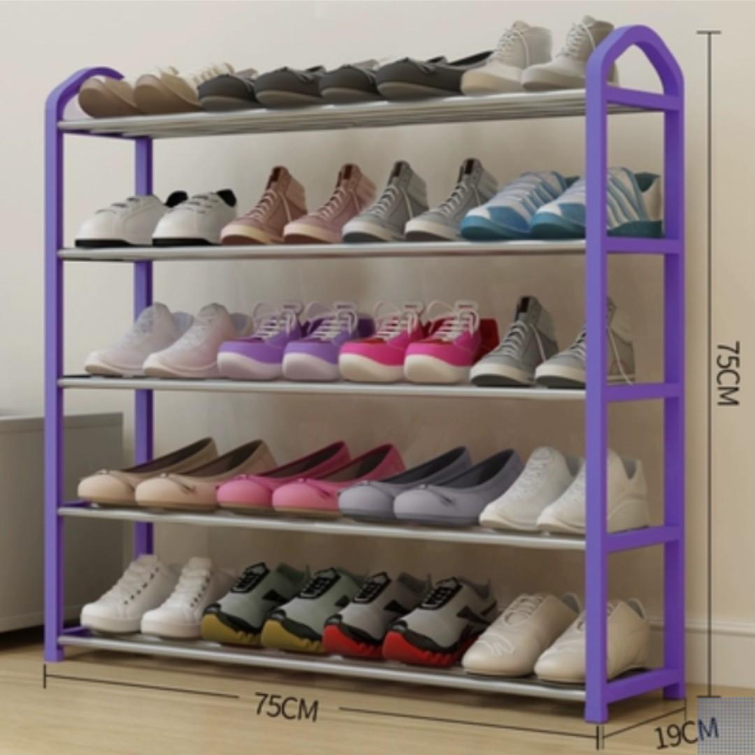 5 Layers Purple Plastic Shoe Rack 20 Shoes Furniture Shelves