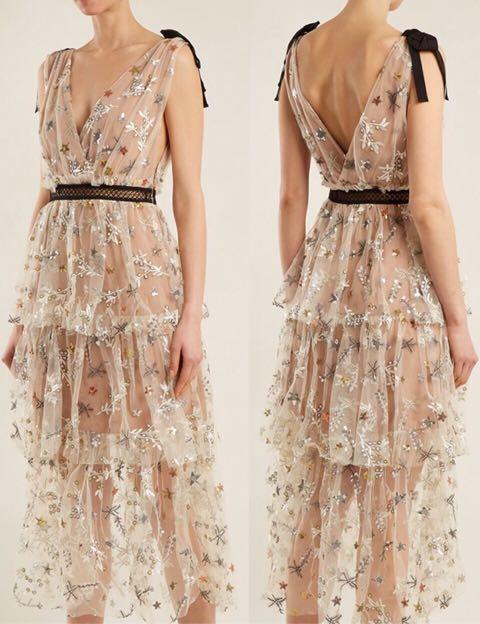 Authentic Self Portrait Star Mesh Midi Dress Women S Fashion