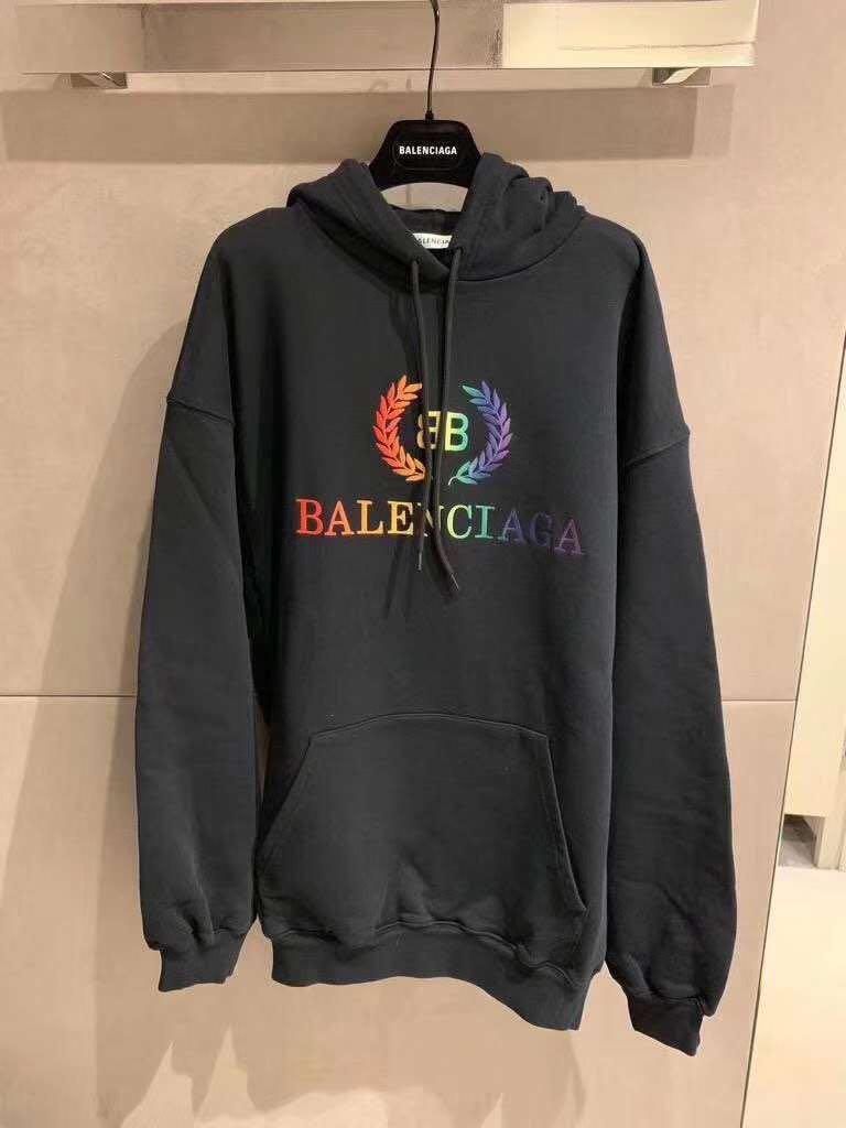 Balenciaga Rainbow Logo Embroidered FleecedCotton Hoodie boys  Glamood  Outlet