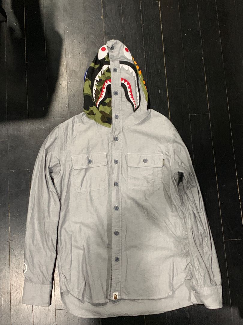 bape shark half camo shirt