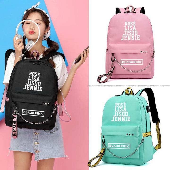 black and pink school bag