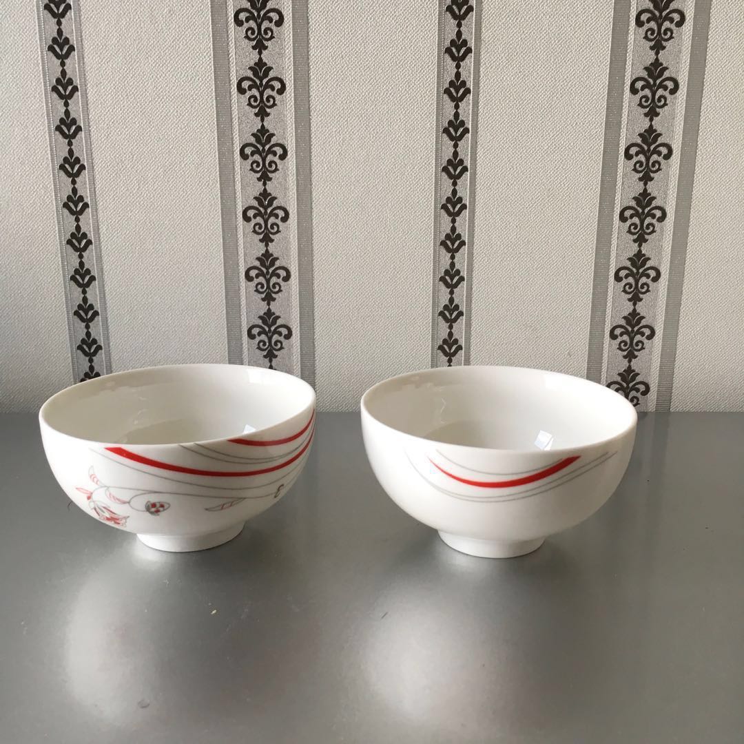 [BN] Set of 2 Piece Bone China Porcelain Rice Bowl (骨瓷器), Furniture