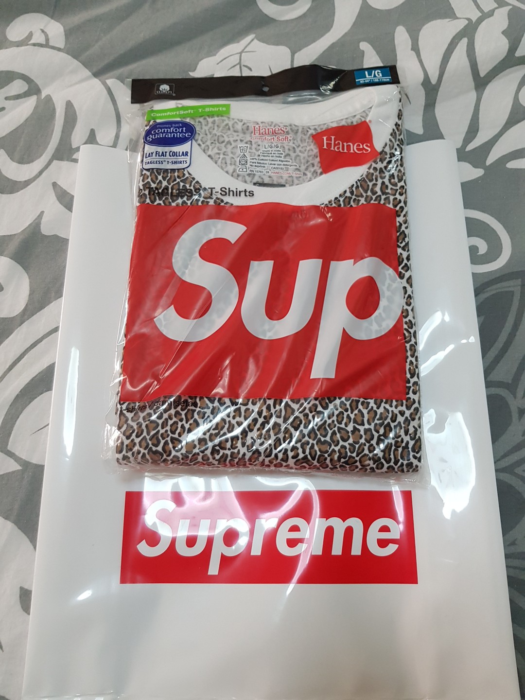 supreme hanes leopard tee