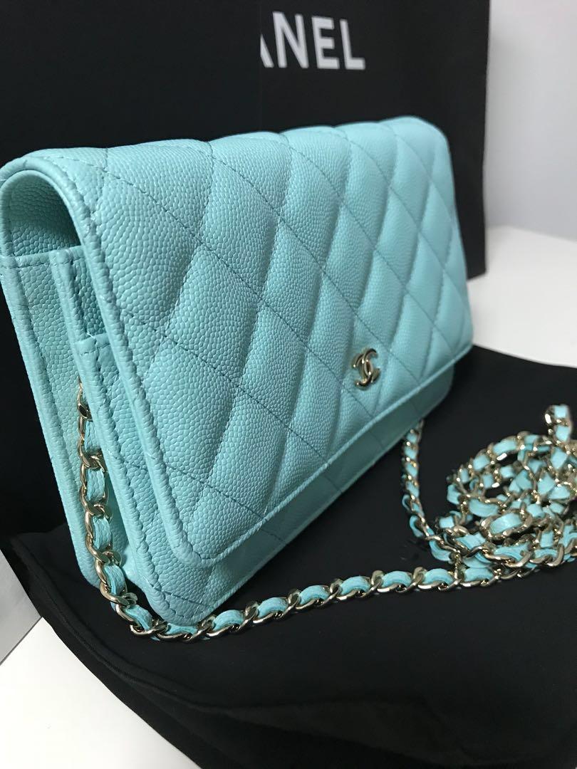 Chanel woc Wallet On Chain in Caviar Tiffany Blue LGHW 19C, Luxury, Bags &  Wallets on Carousell