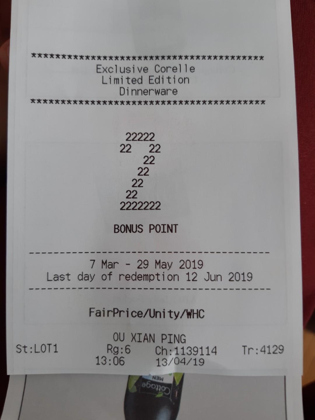 Corelle NTUC Bonus Points, Tickets & Vouchers, Vouchers on Carousell