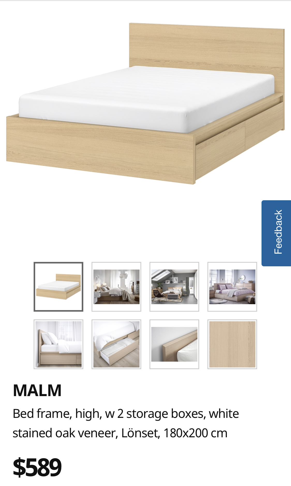 Expat moving sale!! IKEA Malm King size bed & mattress, Furniture