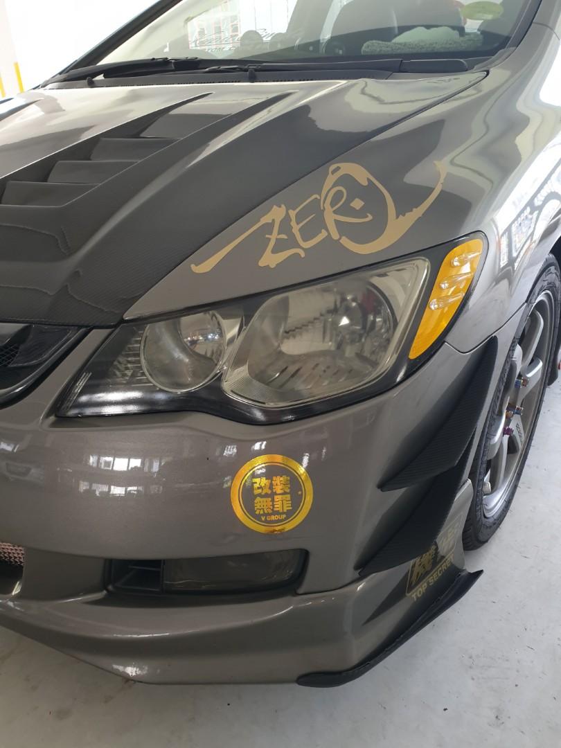 8th Gen Fd Sedan 2x Lowered Car Outline Jdm Stickers For Honda Civic Fa