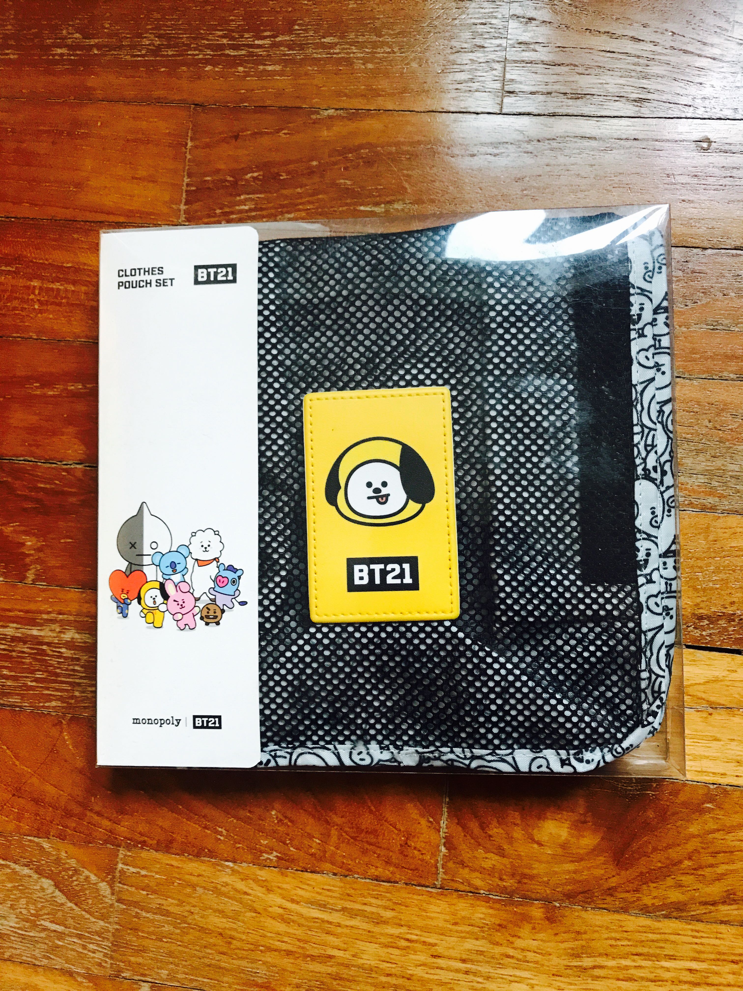 Instock Bt21 Chimmy Monopoly Travel Clothes Pouch Set