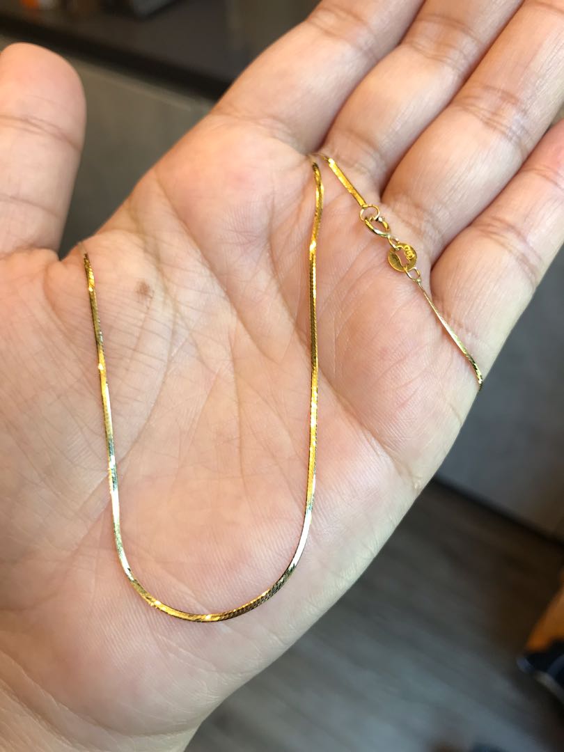 Instock Flat Omega Chain Genuine 18K 750 Gold Women s Fashion