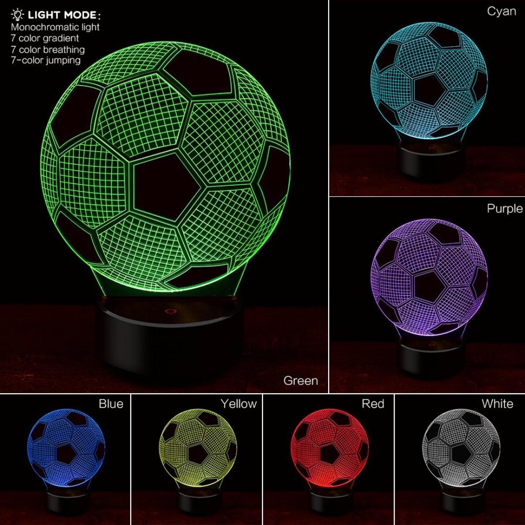 J322 3d Optical Illusion Lamp Soccer Ball Night Light Furniture