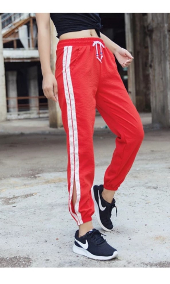 red jogger pants