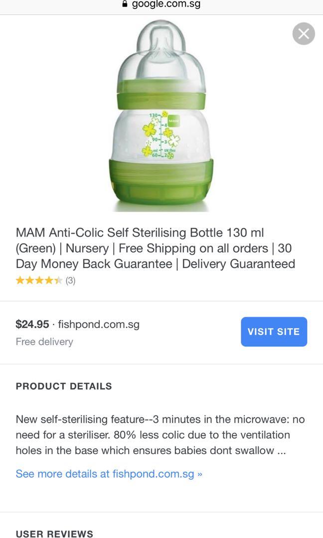 mam anti colic self sterilising bottles