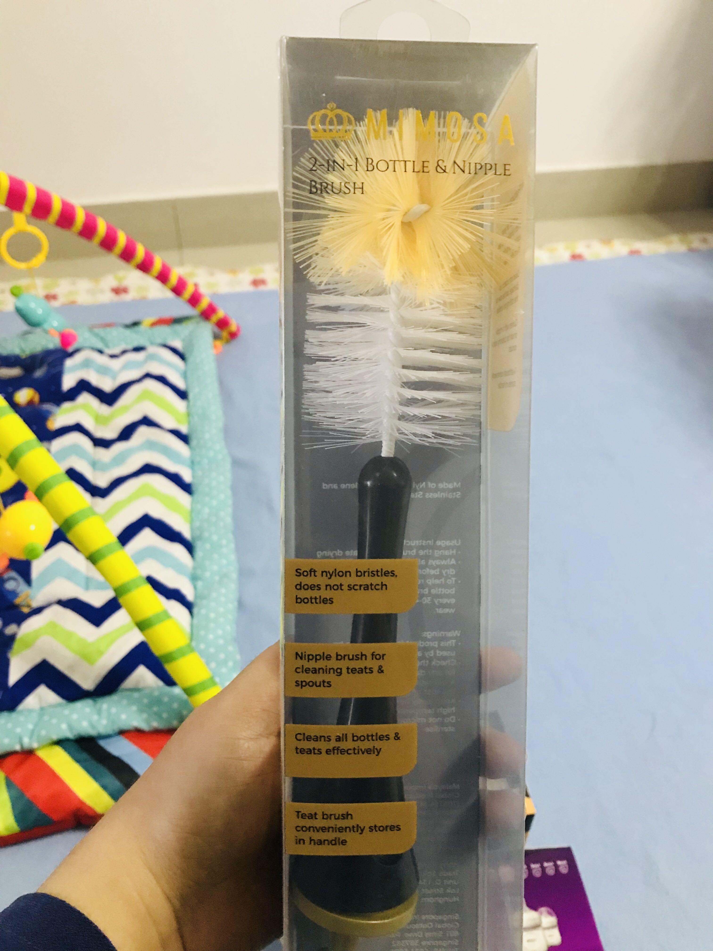 Mimosa 2in1 Bottle & Nipple Brush, Babies & Kids, Nursing & Feeding