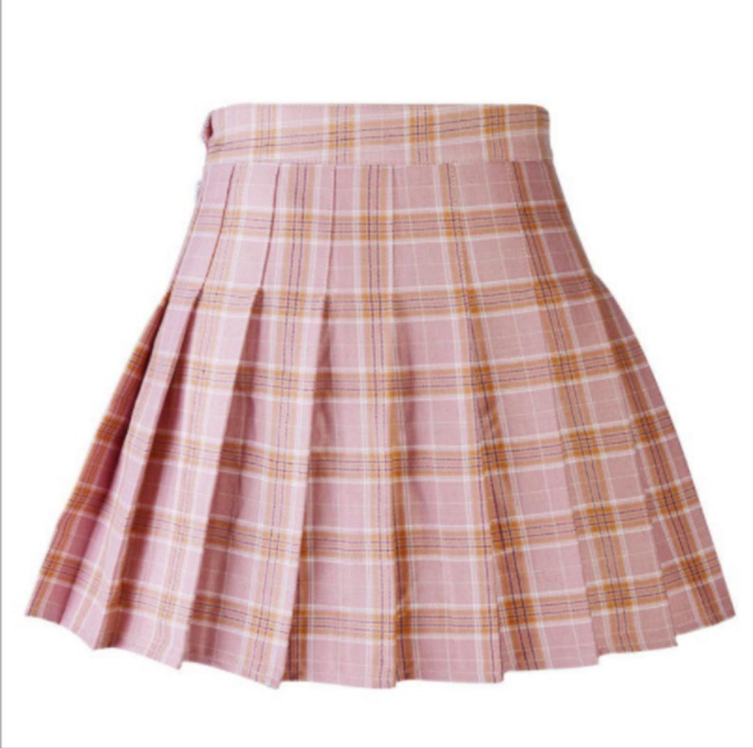Pink and white pleated skirt clearance