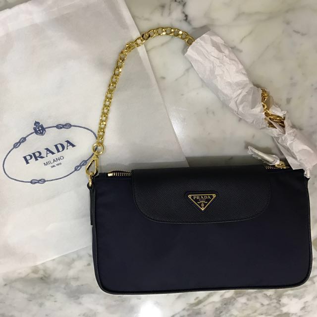 Prada Crossbody Chain bag in Navy Blue, Women's Fashion, Bags & Wallets