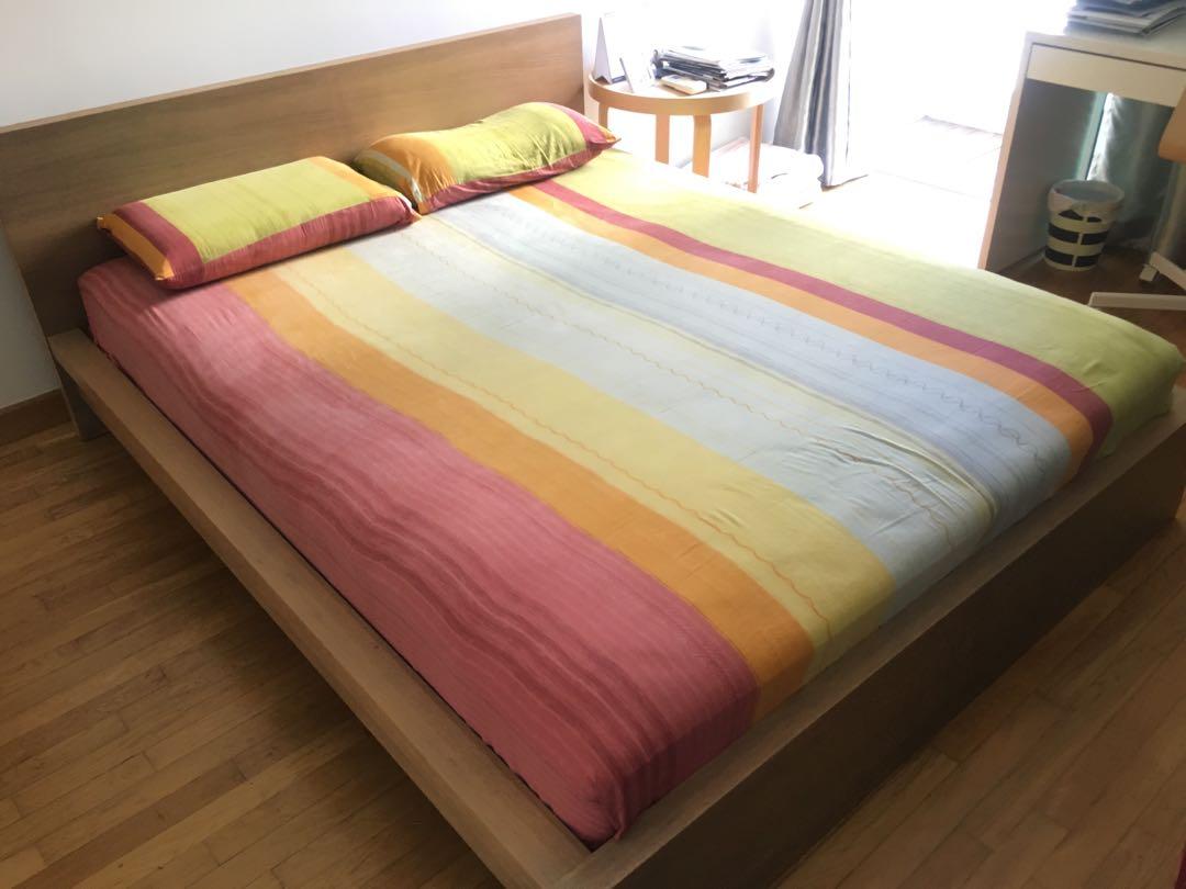 Queen Size Ikea Skorva Bed And Ikea Sultan Mattress Furniture Beds Mattresses On Carousell
