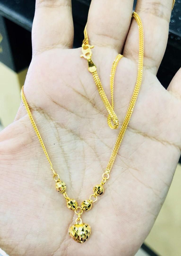 Rantai Leher Emas 916 Asli Choker Necklace Gold 916 Women S Fashion Jewellery On Carousell