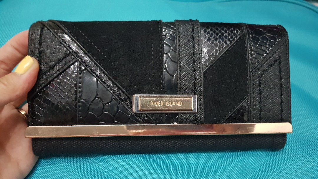 River Island Black Long Wallet, Women's Fashion, Bags & Wallets