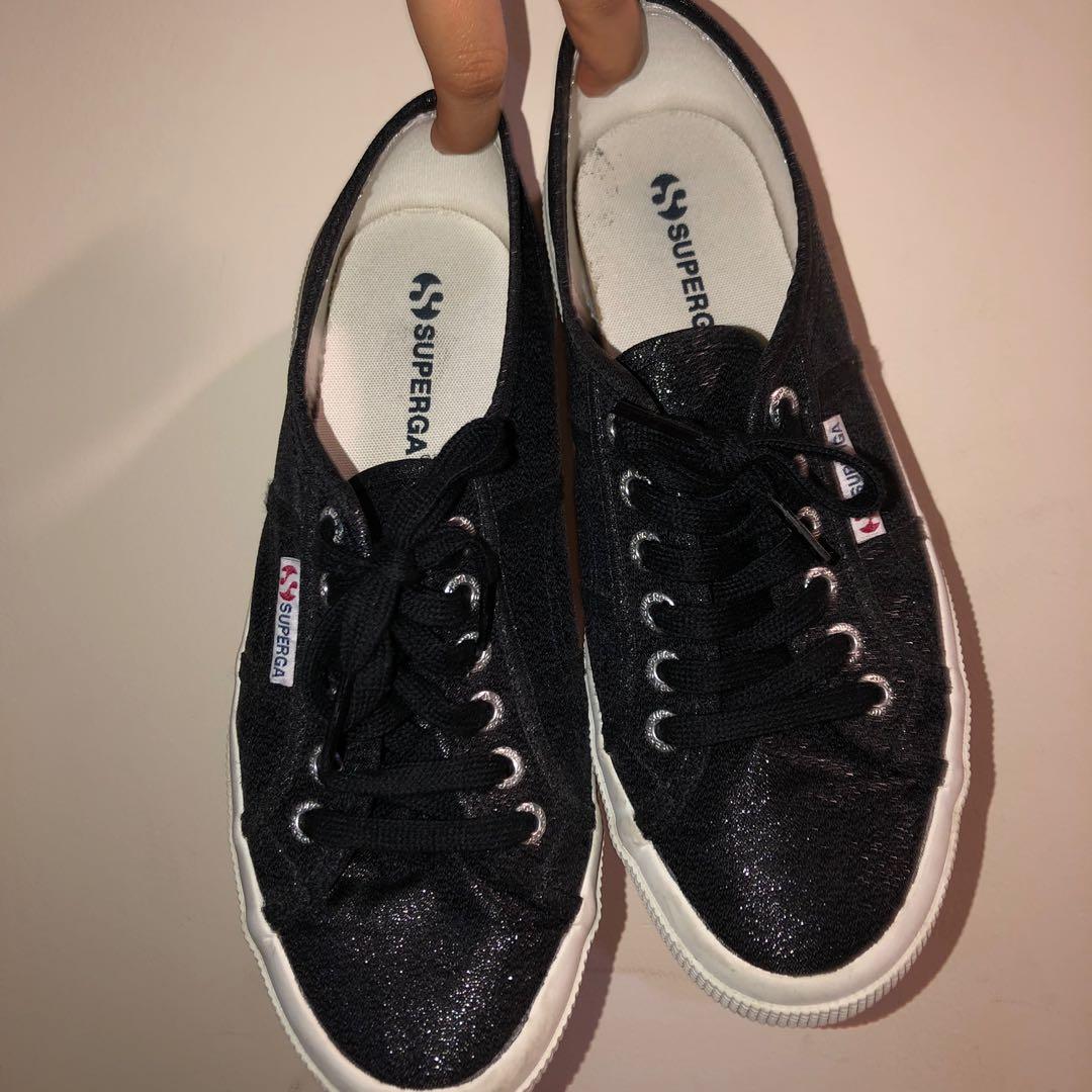 Superga hotsell black glitter