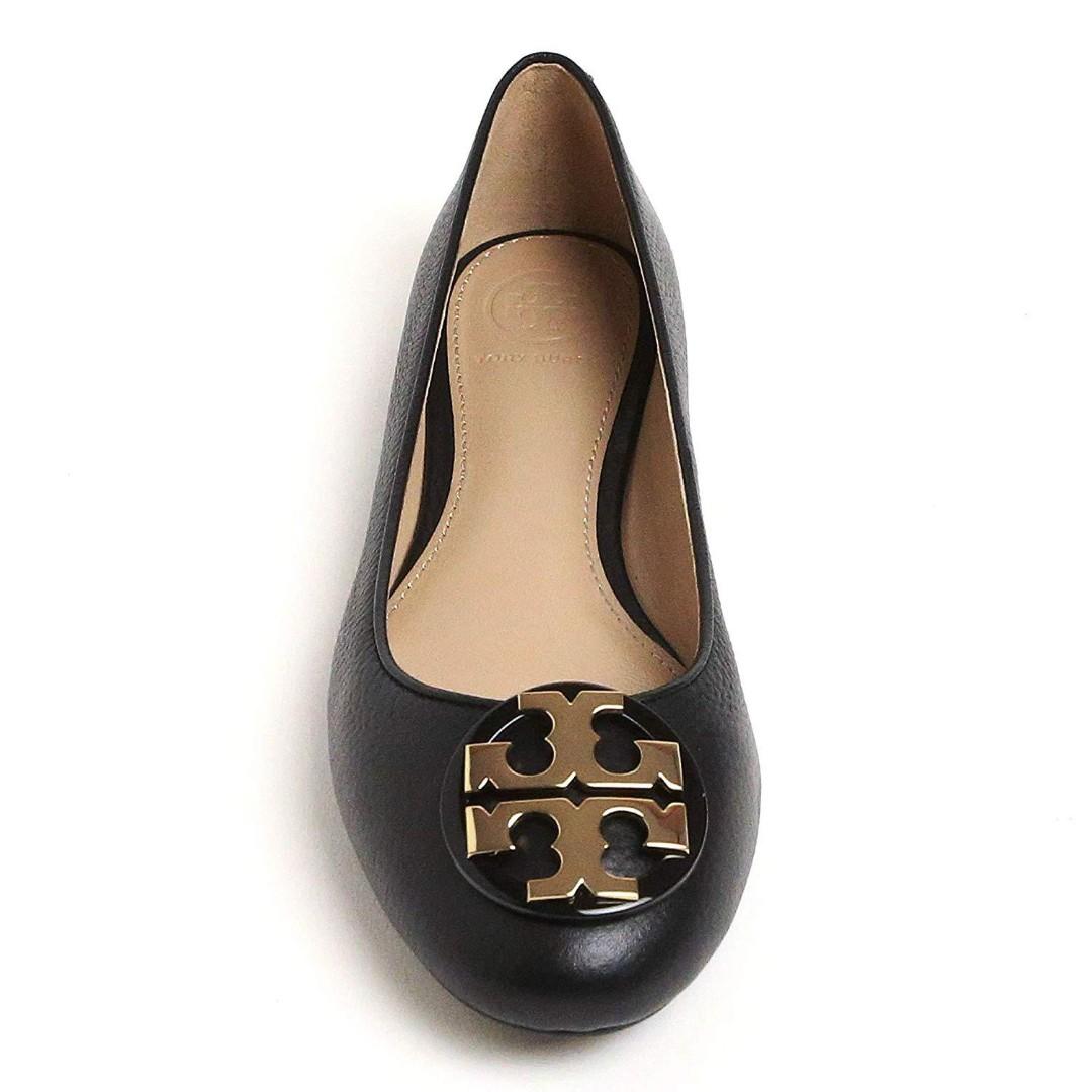 TORY BURCH CLAIRE BALLET FLAT (PERFECT BLACK / GOLD), Women's Fashion ...