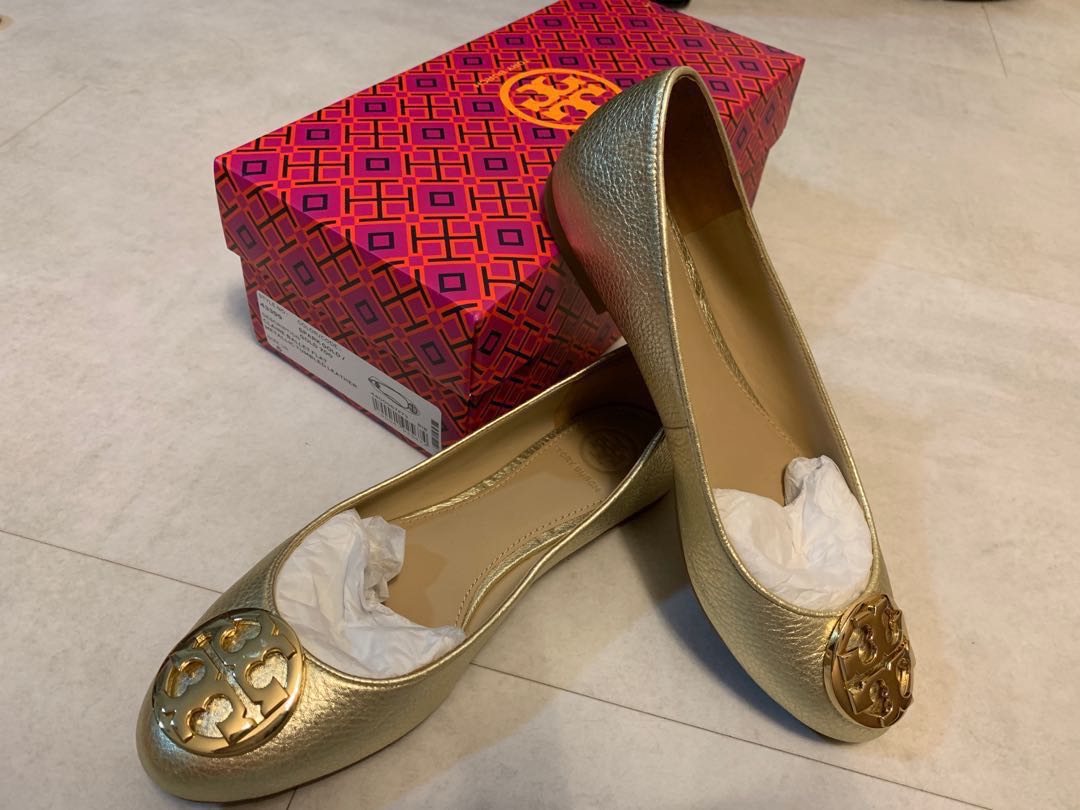 Tory Burch Gold Ballet Flats // BRAND NEW // endgameyourexcess, Women