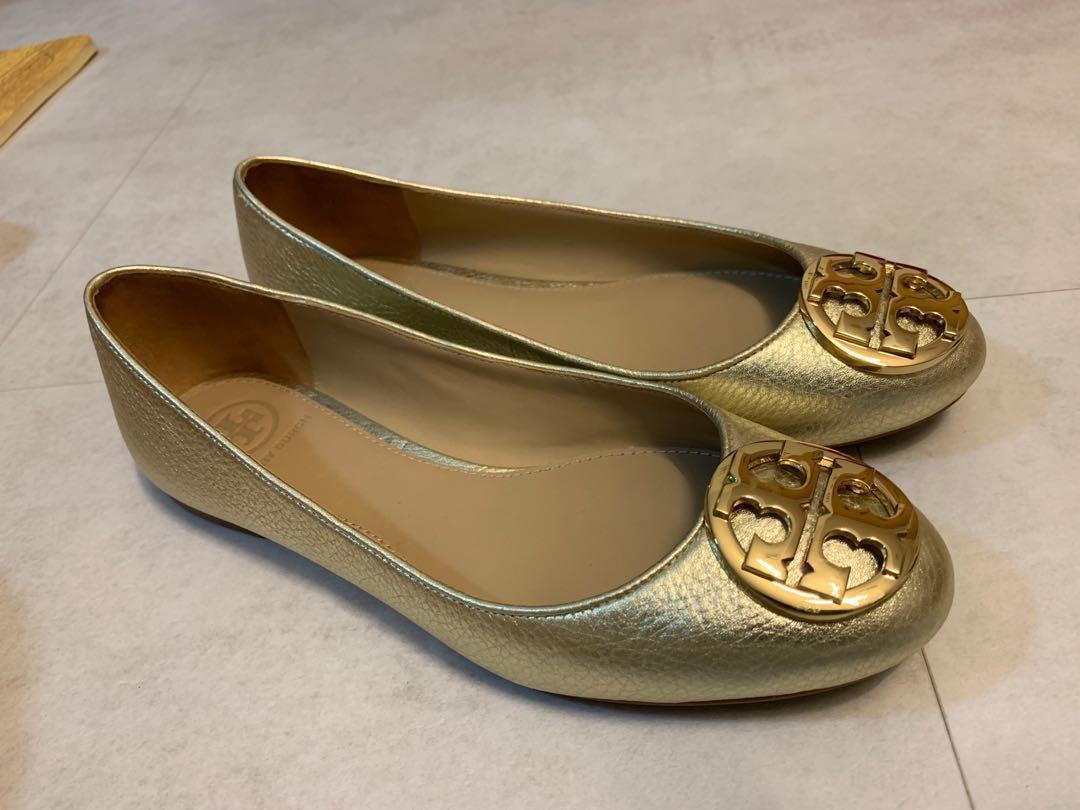 Tory Burch Gold Ballet Flats // BRAND NEW // endgameyourexcess, Women