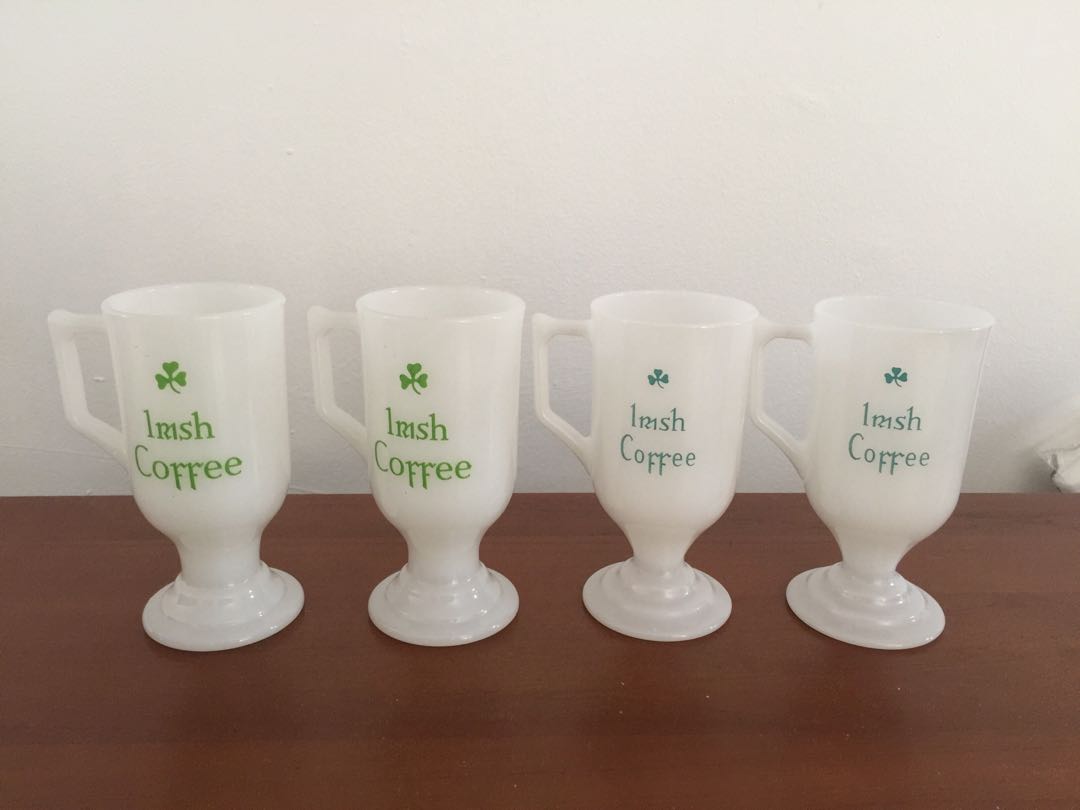 Vintage Irish coffee milk glass, Vintage & Collectibles, Vintage
