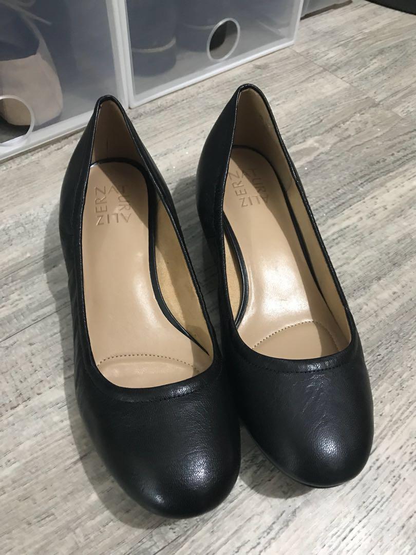 1inch heel Plain Black shoes, Women's 