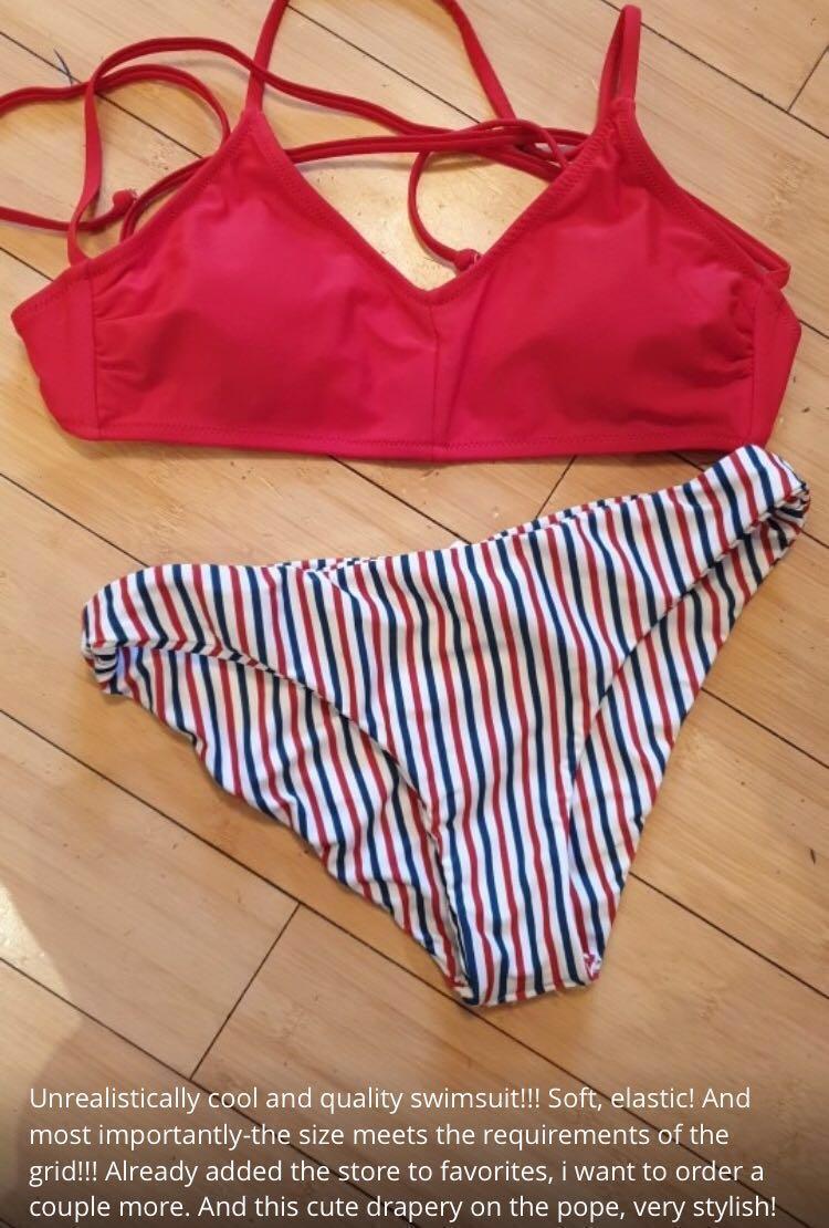 red white and blue strappy bikini