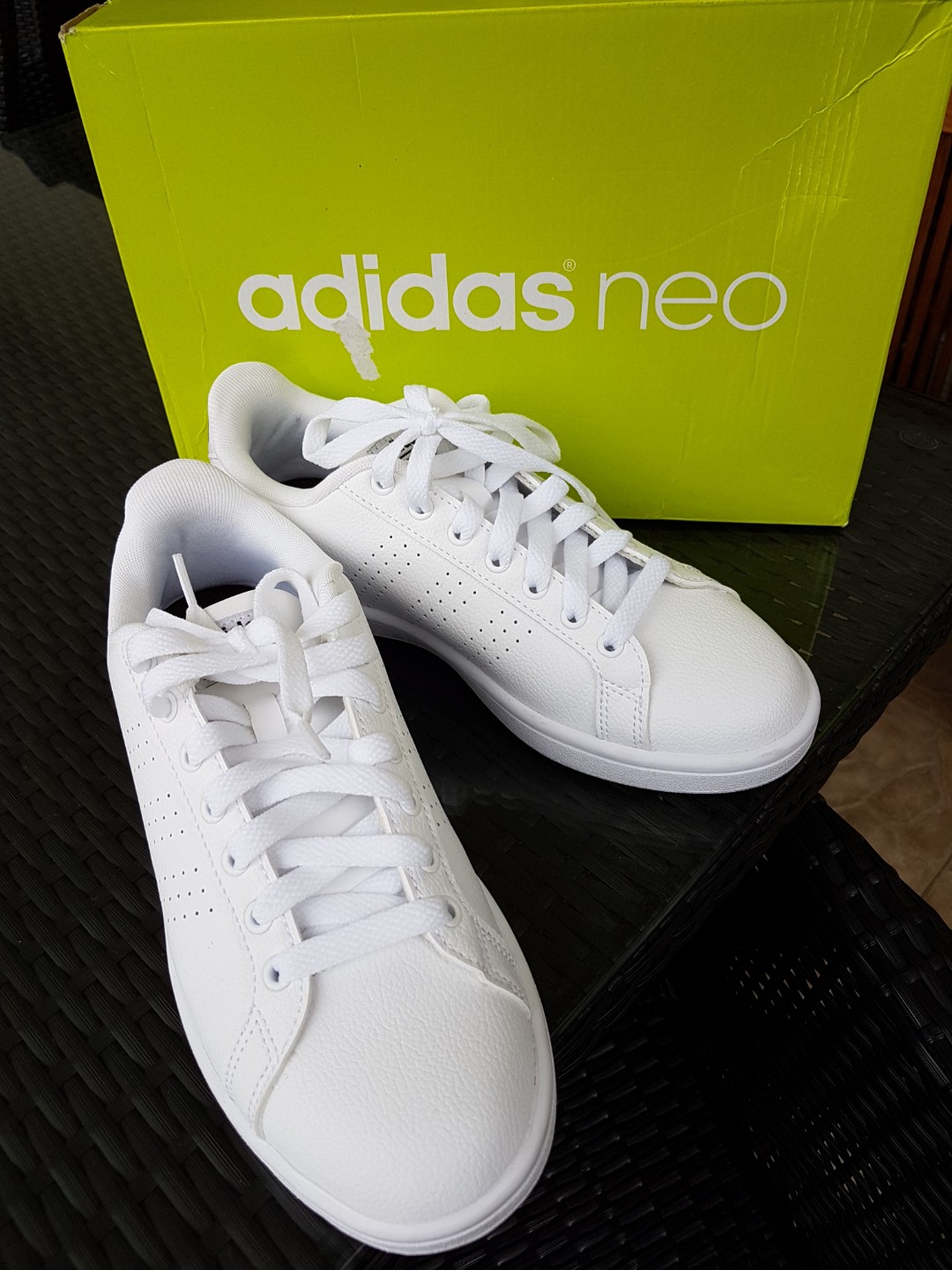 adidas white shoes with green