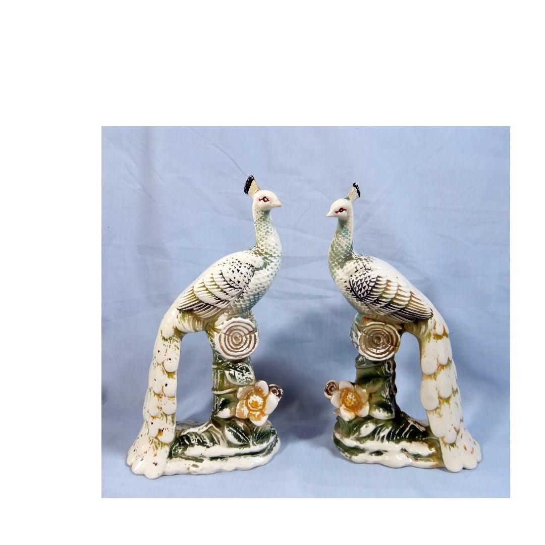 Antique Chinese porcelain peacocks pair circa early Century rarely seen